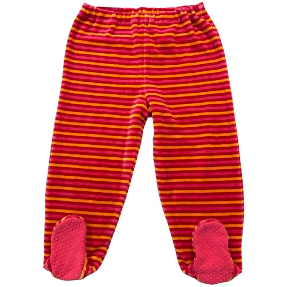 Vintage Petit Lem 24M Giraffe Velour Outfit – Orange Pink Set Footed Pants - Picture 5 of 10